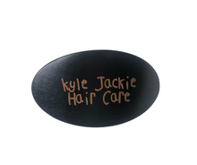 Load image into Gallery viewer, Black &quot;Kyle Jackie Hair Care&quot; Logo Palm Brush
